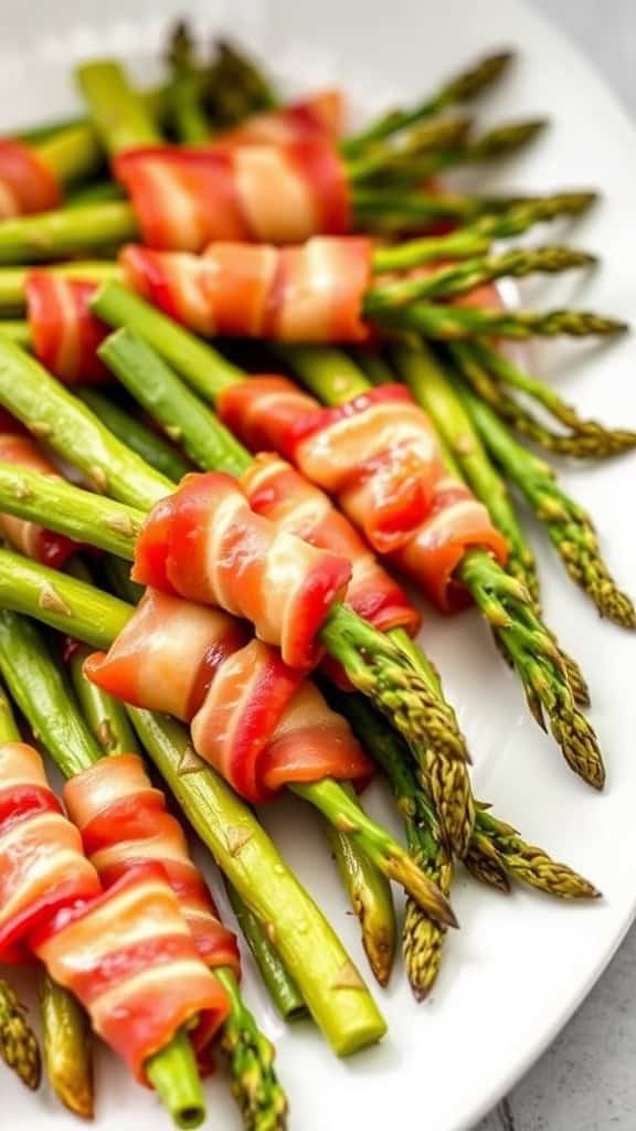 Plate of bacon-wrapped asparagus