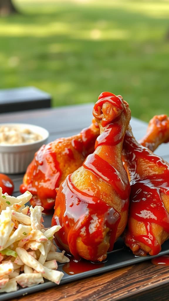 Delicious BBQ Air Fryer Chicken Drumsticks on a plate